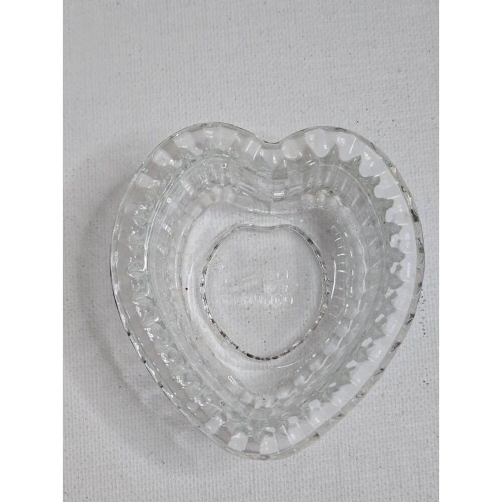 Vintage Homco Clear Glass Heart Trinket Dish